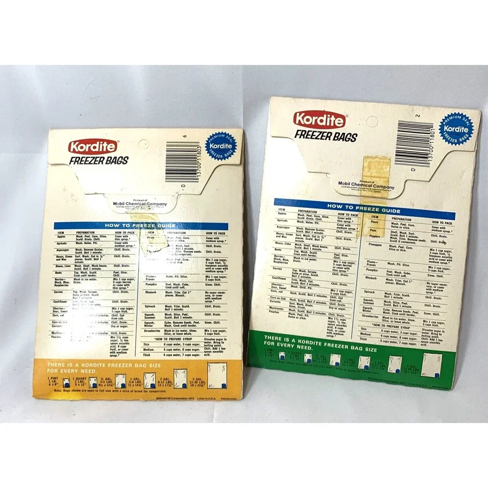 Kordite Freezer Bags Food Storage Vintage‎ 1973 Open Pkgs USA made
